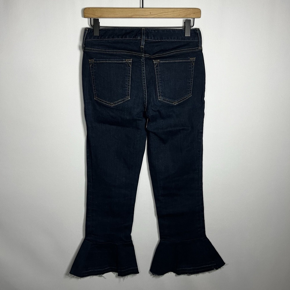 Eddie Bauer Pants Women Waist 27"‎ Dark Wash Reworked Denim Crop Flare Jeans - Picture 9 of 10